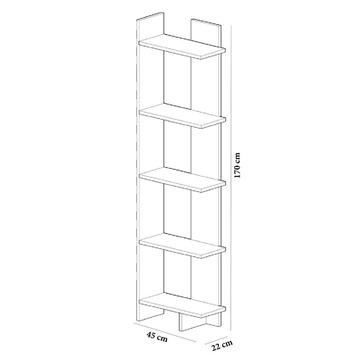 Βιβλιοθήκη PWF-0439 pakoworld φυσικό-λευκό 45x22x170εκ