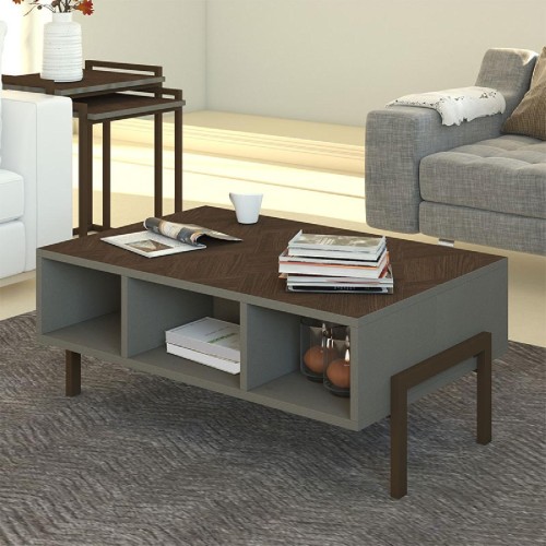 Τραπέζι σαλονιού PWF-0442 pakoworld γκρι-καφέ 90x60x40εκ Τραπέζι σαλονιού PWF-0442 pakoworld γκρι-καφέ 90x60x40εκ