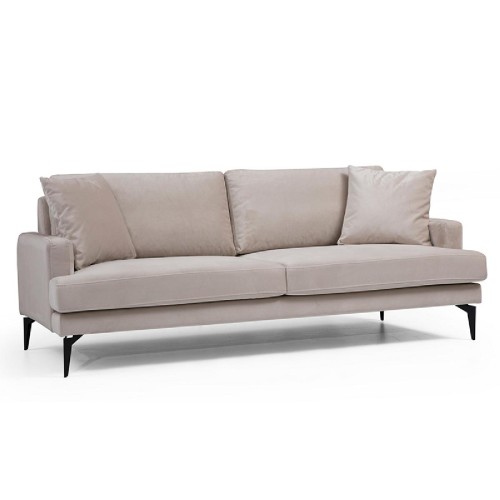 Καναπές 3θέσιος Fortune pakoworld βελούδο μπεζ-μαύρο 205x90x88εκ Καναπές 3θέσιος Fortune pakoworld βελούδο μπεζ-μαύρο 205x90x88εκ