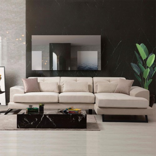 Γωνιακός καναπές PWF-0503 pakoworld αριστερή γωνία ύφασμα εκρού-μαύρο 308x190x100/92cm Γωνιακός καναπές PWF-0503 pakoworld αριστερή γωνία ύφασμα εκρού-μαύρο 308x190x100/92cm