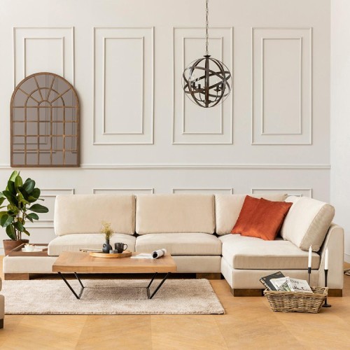 Γωνιακός καναπές PWF-0520 pakoworld αριστερή γωνία βελούδο μπεζ-καρυδί 313x193x63εκ Γωνιακός καναπές PWF-0520 pakoworld αριστερή γωνία βελούδο μπεζ-καρυδί 313x193x63εκ