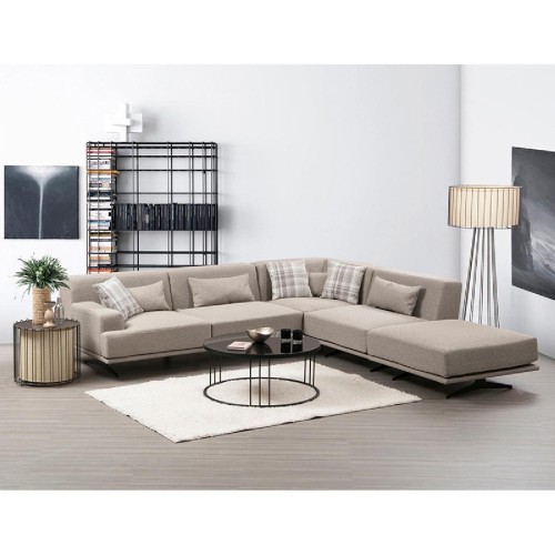 Γωνιακός καναπές PWF-0516 pakoworld αριστερή γωνία ύφασμα μπεζ-μαύρο 302x302x80εκ Γωνιακός καναπές PWF-0516 pakoworld αριστερή γωνία ύφασμα μπεζ-μαύρο 302x302x80εκ