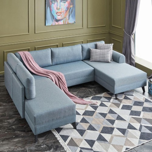 Πολυμορφικός καναπές κρεβάτι PWF-0534 pakoworld ύφασμα ανοικτό μπλε 300x202x78εκ Πολυμορφικός καναπές κρεβάτι PWF-0534 pakoworld ύφασμα ανοικτό μπλε 300x202x78εκ