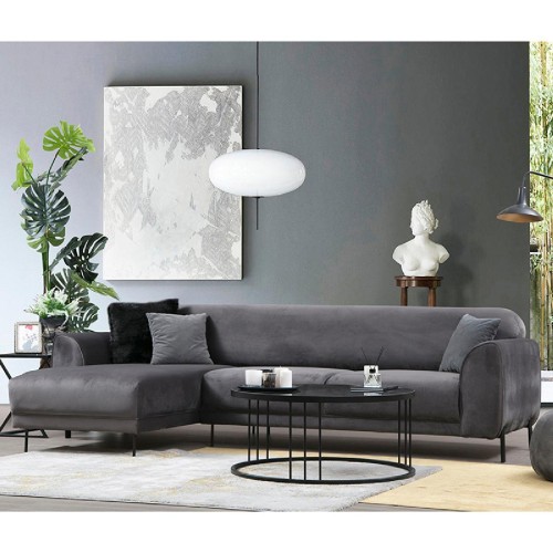 Γωνιακός καναπές PWF-0523 pakoworld δεξιά γωνία βελούδο ανθρακί-μαύρο 287x169x85εκ Γωνιακός καναπές PWF-0523 pakoworld δεξιά γωνία βελούδο ανθρακί-μαύρο 287x169x85εκ