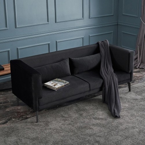 Καναπές 3θέσιος PWF-0539 pakoworld βελούδο μαύρο 197x76x81εκ Καναπές 3θέσιος PWF-0539 pakoworld βελούδο μαύρο 197x76x81εκ