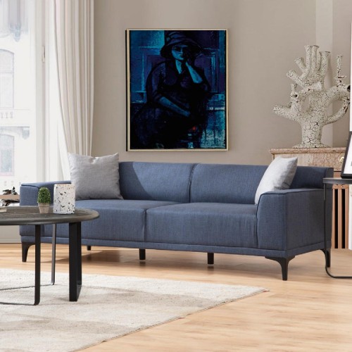 Καναπές 3θέσιος PWF-0566 pakoworld ύφασμα μπλε 212x69x86εκ