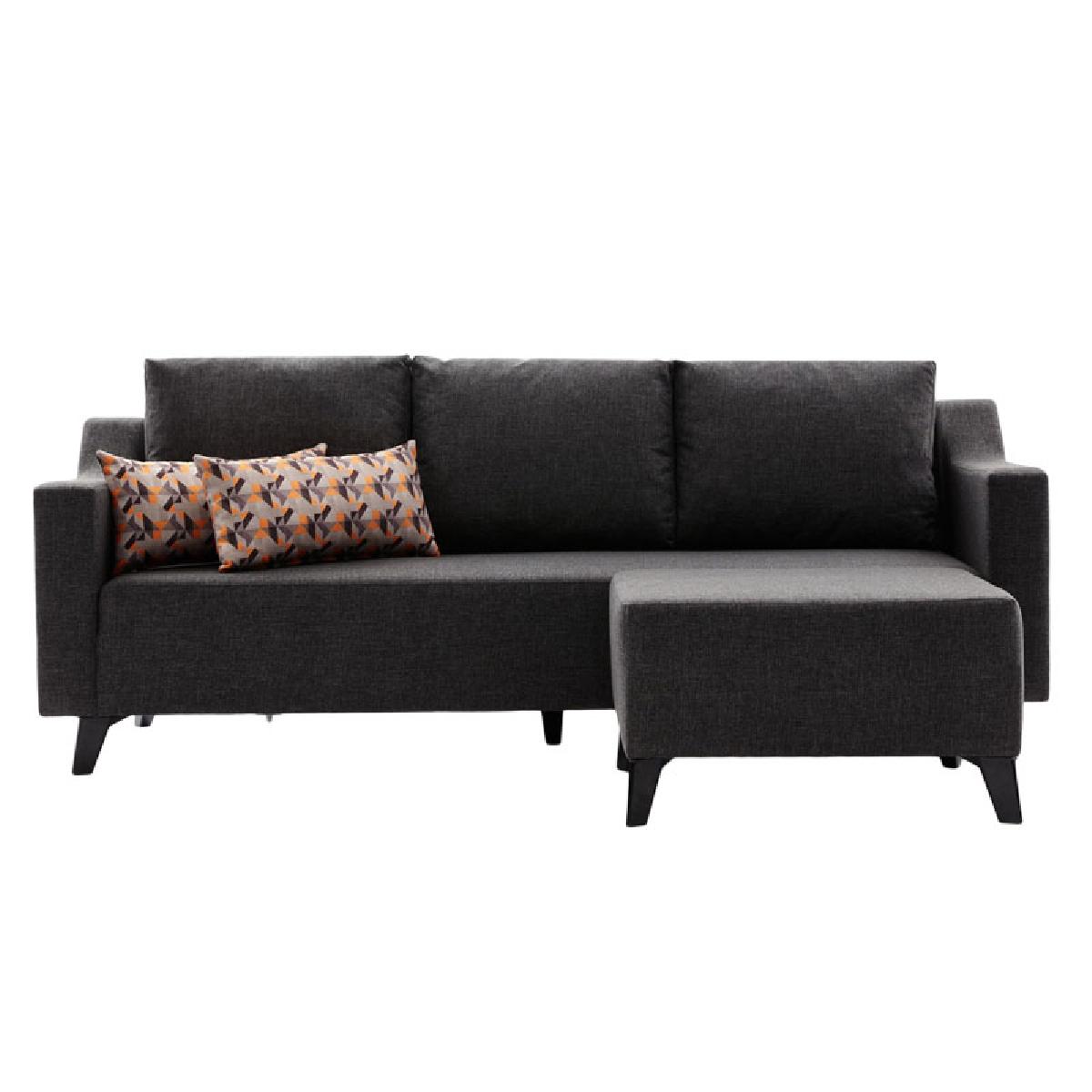 Γωνιακός καναπές-κρεβάτι PWF-0592 pakoworld ύφασμα ανθρακί 230x90x74εκ