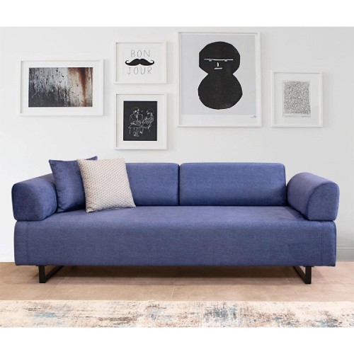 Καναπές κρεβάτι PWF-0595 pakoworld 3θέσιος ύφασμα μπλε 220x90x80εκ