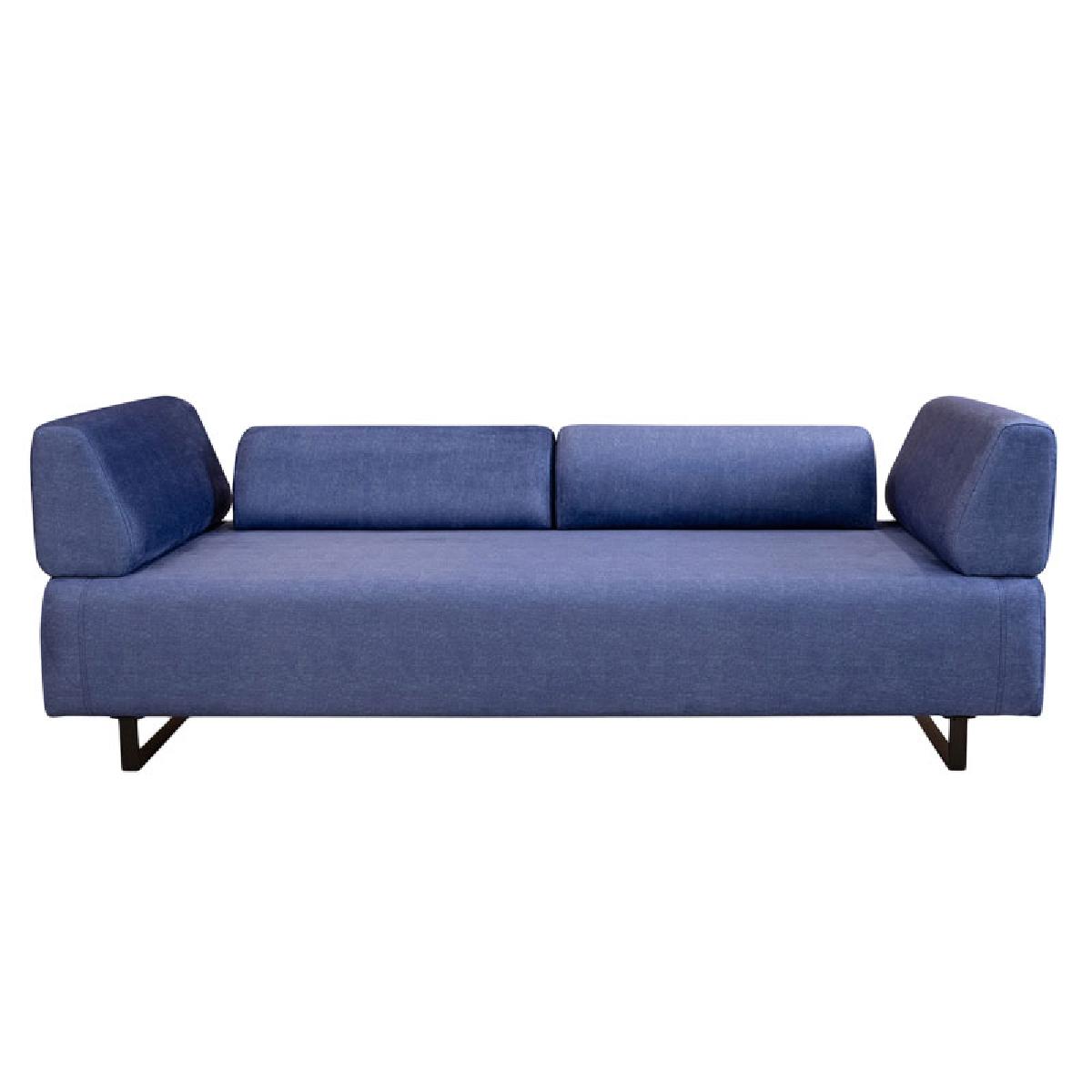 Καναπές 3θέσιος με βοηθητικό τραπέζι PWF-0595 pakoworld ύφασμα μπλε 220x90x80εκ