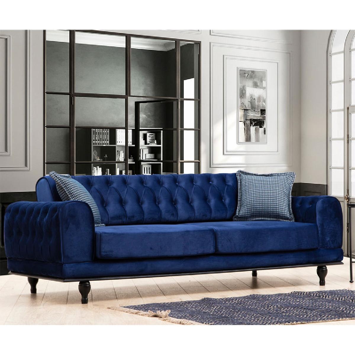 Καναπές-κρεβάτι PWF-0567 pakoworld 3θέσιος ύφασμα μπλε 220x95x80εκ