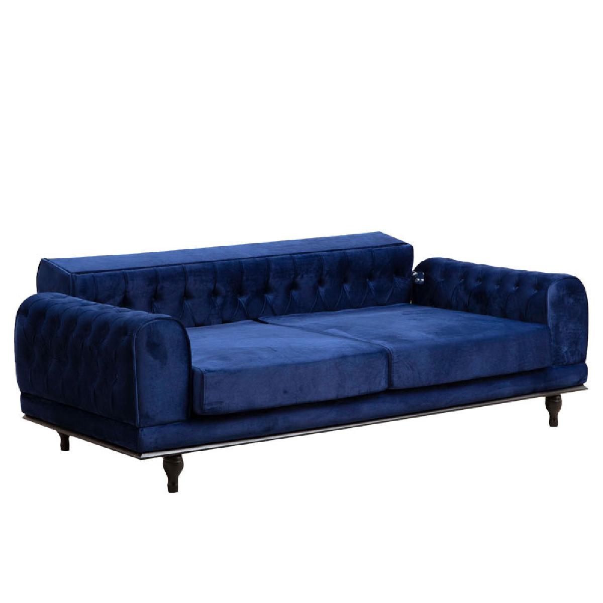 Καναπές-κρεβάτι PWF-0567 pakoworld 3θέσιος ύφασμα μπλε 220x95x80εκ