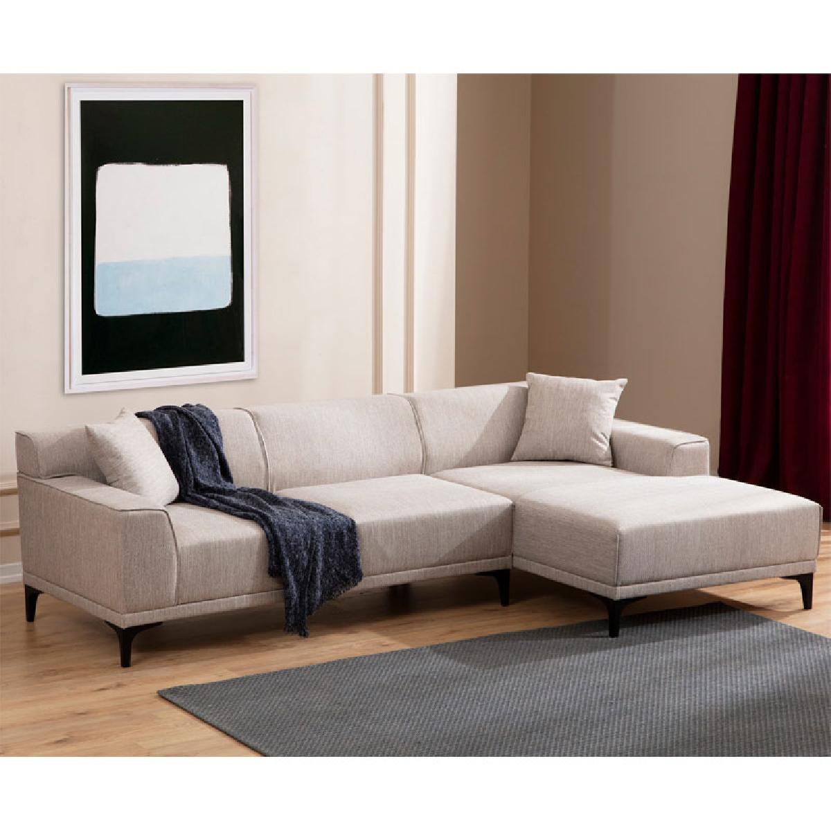 Γωνιακός καναπές PWF-0566 pakoworld αριστερή γωνία ύφασμα λευκό 250x145x69εκ