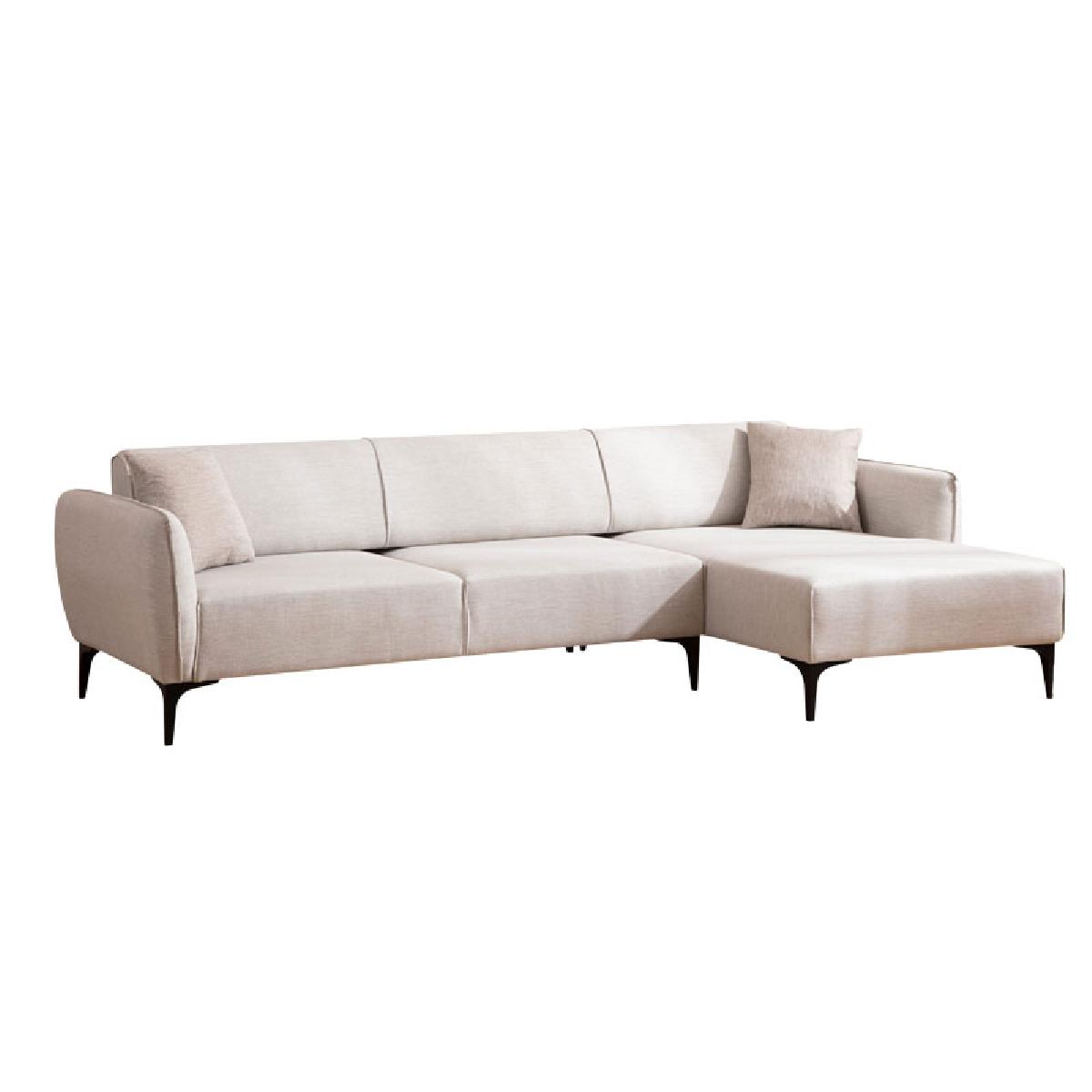 Γωνιακός καναπές PWF-0565 pakoworld αριστερή γωνία ύφασμα λευκό-γκρι 270x95x67εκ