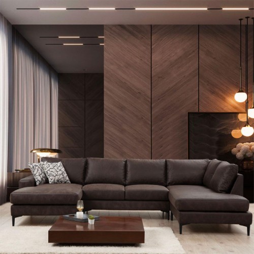 Γωνιακός καναπές PWF-0621 ύφασμα καφέ 314x200x90εκ Γωνιακός καναπές PWF-0621 ύφασμα καφέ 314x200x90εκ