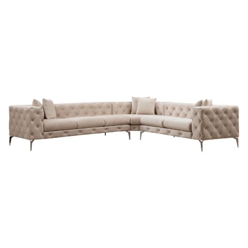 Γωνιακός καναπές με αριστερή γωνία PWF-0579 pakoworld τύπου Chesterfield ύφασμα εκρού 310/270x70εκ Γωνιακός καναπές με αριστερή γωνία PWF-0579 pakoworld τύπου Chesterfield ύφασμα εκρού 310/270x70εκ