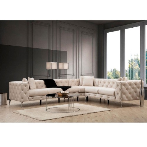 Γωνιακός καναπές με αριστερή γωνία PWF-0579 pakoworld τύπου Chesterfield ύφασμα εκρού 310/270x70εκ Γωνιακός καναπές με αριστερή γωνία PWF-0579 pakoworld τύπου Chesterfield ύφασμα εκρού 310/270x70εκ