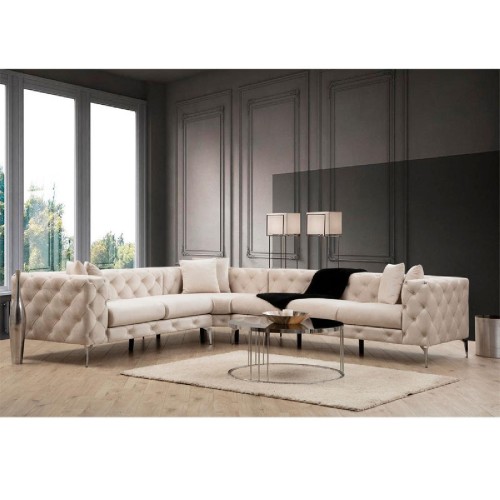 Γωνιακός καναπές με δεξιά γωνία PWF-0579 pakoworld τύπου Chesterfield ύφασμα εκρού 310/270x70εκ Γωνιακός καναπές με δεξιά γωνία PWF-0579 pakoworld τύπου Chesterfield ύφασμα εκρού 310/270x70εκ