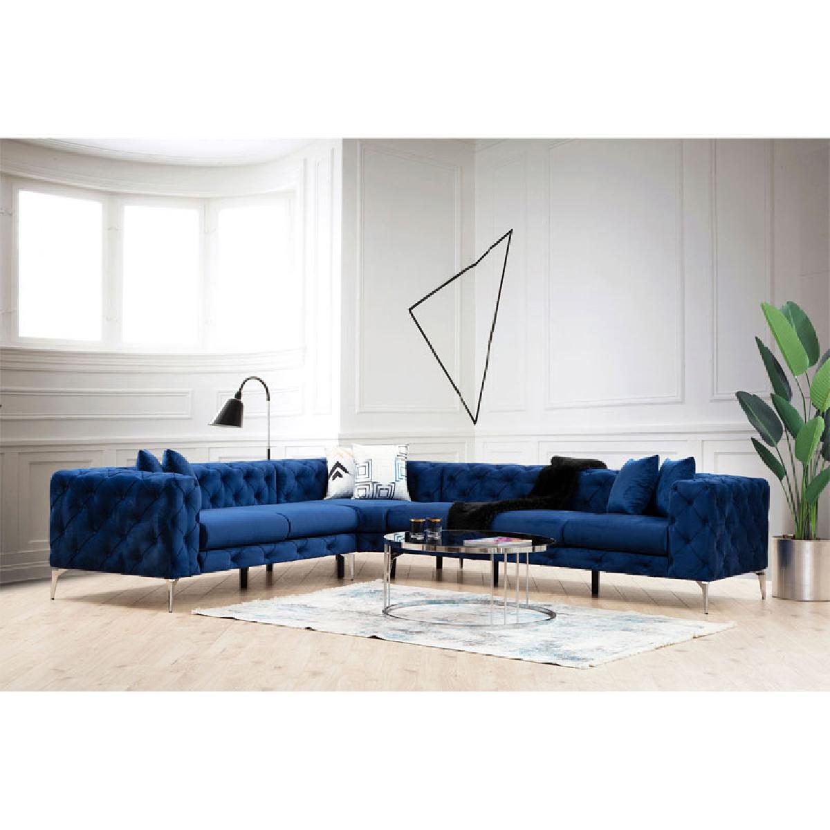 Γωνιακός καναπές με δεξιά γωνία PWF-0579 pakoworld τύπου Chesterfield ύφασμα μπλε 310/270x70εκ Γωνιακός καναπές με δεξιά γωνία PWF-0579 pakoworld τύπου Chesterfield ύφασμα μπλε 310/270x70εκ