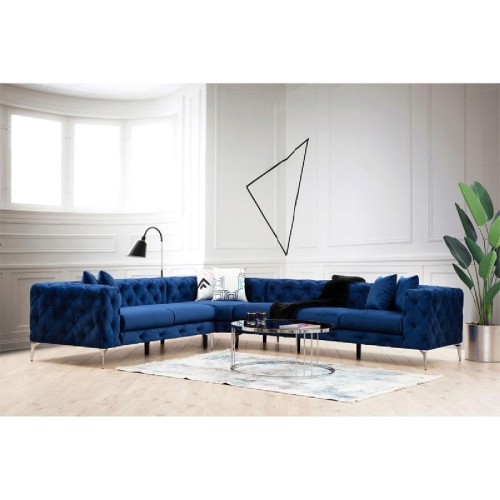 Γωνιακός καναπές με δεξιά γωνία PWF-0579 pakoworld τύπου Chesterfield ύφασμα μπλε 310/270x70εκ Γωνιακός καναπές με δεξιά γωνία PWF-0579 pakoworld τύπου Chesterfield ύφασμα μπλε 310/270x70εκ