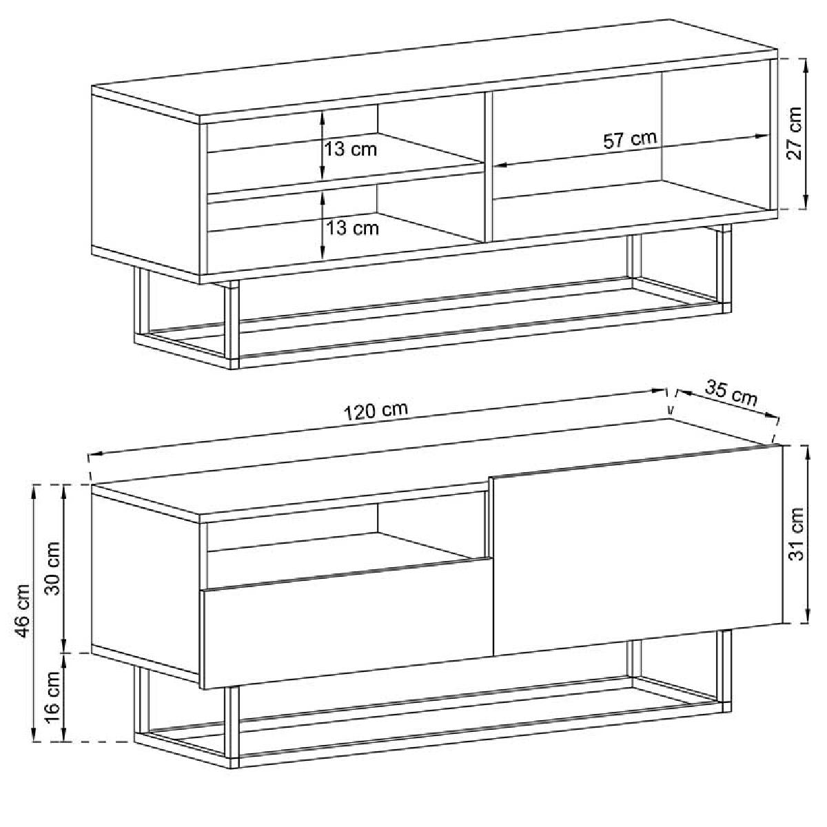 Έπιπλο τηλεόρασης Enjoy pakoworld χρώμα φυσικό 120x37x47εκ