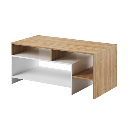 Τραπέζι σαλονιού Alva pakoworld χρώμα καρυδί-λευκό 120x60x53εκ Τραπέζι σαλονιού Alva pakoworld χρώμα καρυδί-λευκό 120x60x53εκ