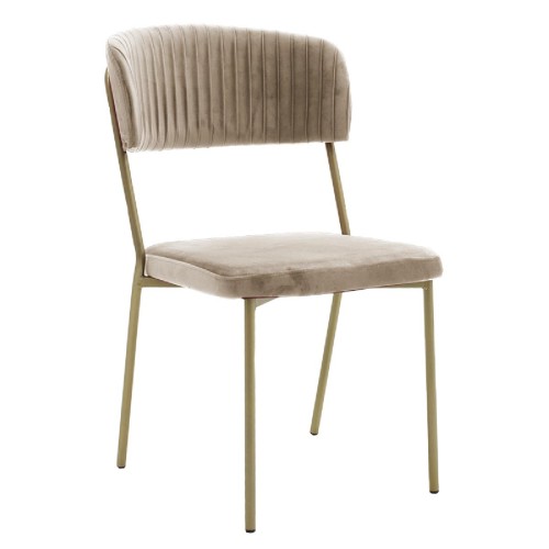 Καρέκλα Livio pakoworld βελούδο μπεζ-χρυσό πόδι Καρέκλα Livio pakoworld βελούδο μπεζ-χρυσό πόδι