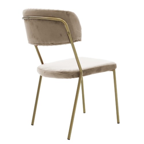 Καρέκλα Livio pakoworld βελούδο μπεζ-χρυσό πόδι Καρέκλα Livio pakoworld βελούδο μπεζ-χρυσό πόδι