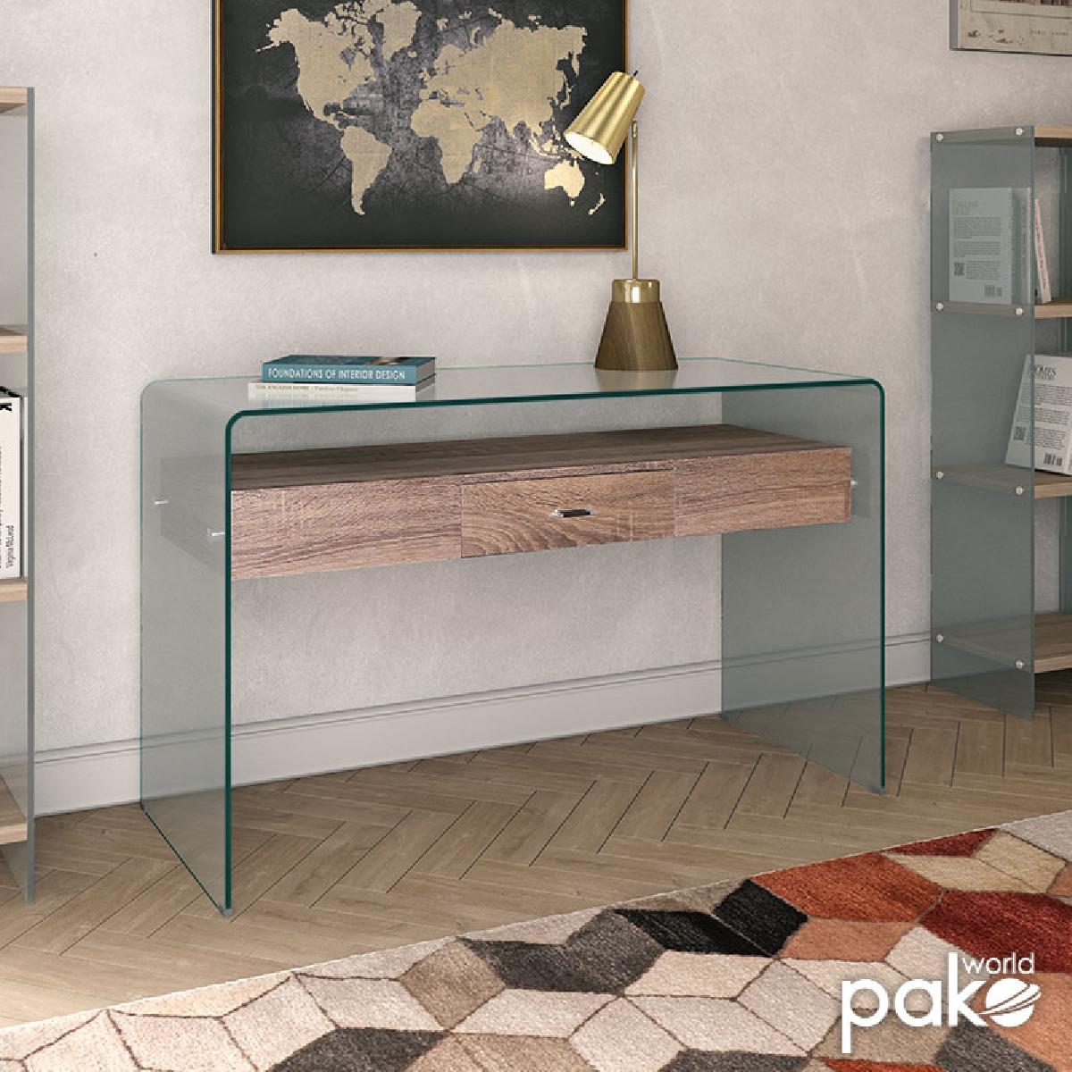 Κονσόλα Misa pakoworld γυαλί 12mm - MDF oak 125x40x76εκ Κονσόλα Misa pakoworld γυαλί 12mm - MDF oak 125x40x76εκ