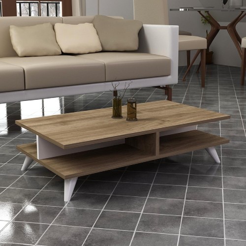 Τραπέζι σαλονιού Isabel pakoworld χρώμα καρυδί-λευκό 90x50x27,5εκ Τραπέζι σαλονιού Isabel pakoworld χρώμα καρυδί-λευκό 90x50x27,5εκ