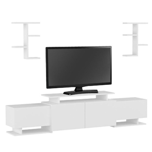 Έπιπλο τηλεόρασης Uman pakoworld χρώμα λευκό 180.5x29.5x44.5εκ Έπιπλο τηλεόρασης Uman pakoworld χρώμα λευκό 180.5x29.5x44.5εκ
