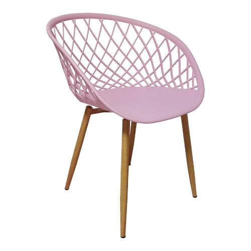 Καρέκλα Ezra I pakoworld PP ροζ-φυσικό πόδι Καρέκλα Ezra I pakoworld PP ροζ-φυσικό πόδι