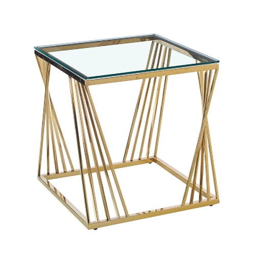 Βοηθητικό τραπέζι σαλονιού Dair pakoworld ατσάλι χρυσό-γυαλί 8mm 55x55x55εκ Βοηθητικό τραπέζι σαλονιού Dair pakoworld ατσάλι χρυσό-γυαλί 8mm 55x55x55εκ