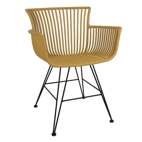 Πολυθρόνα Kit pakoworld PP κίτρινο-μαύρο πόδι Πολυθρόνα Kit pakoworld PP κίτρινο-μαύρο πόδι