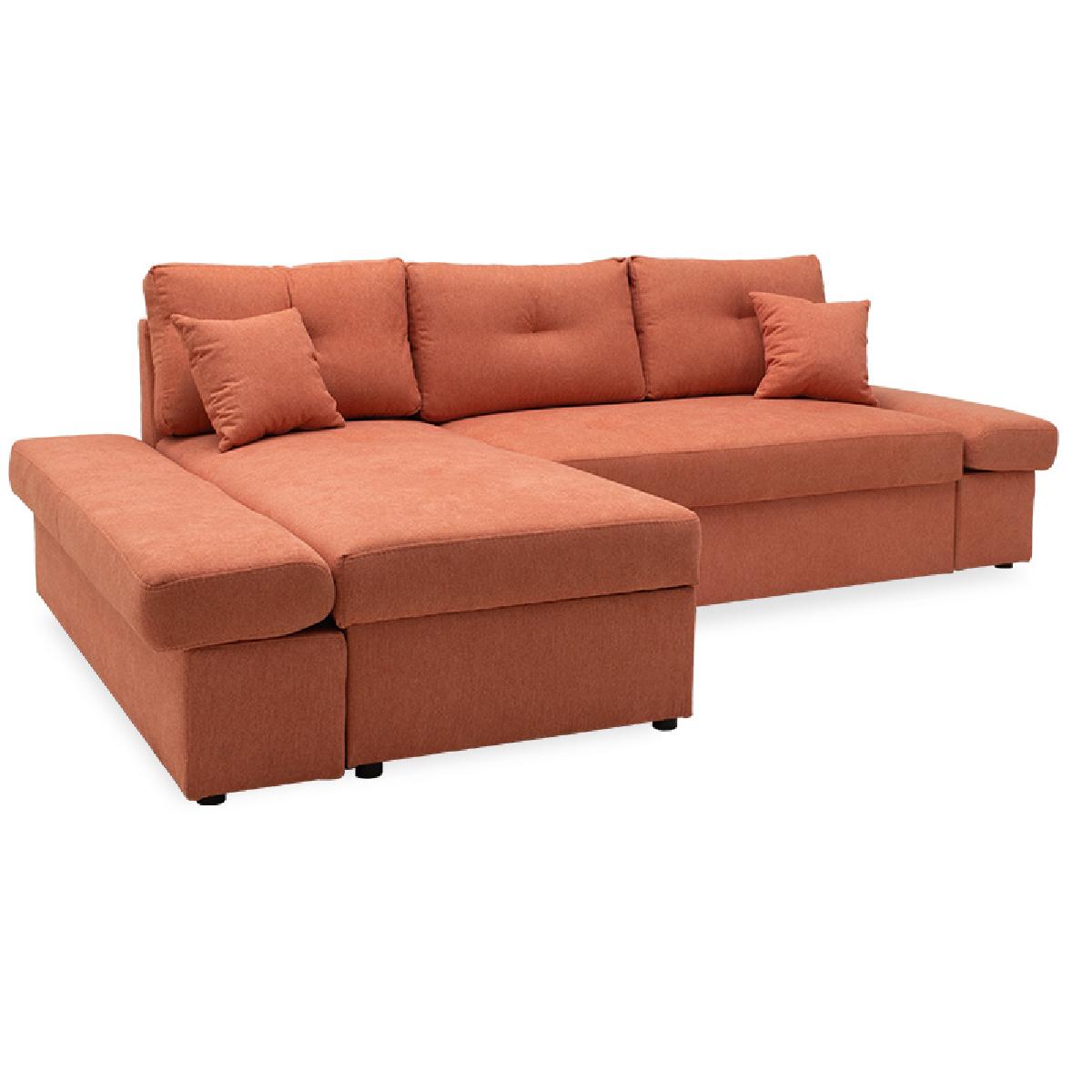 Γωνιακός καναπές-κρεβάτι δεξιά γωνία Bigger pakoworld κεραμιδί 270x166x86εκ