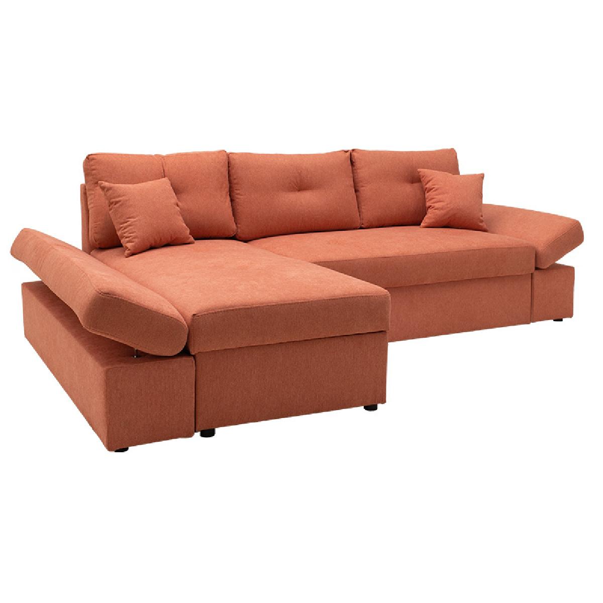 Γωνιακός καναπές-κρεβάτι δεξιά γωνία Bigger pakoworld κεραμιδί 270x166x86εκ