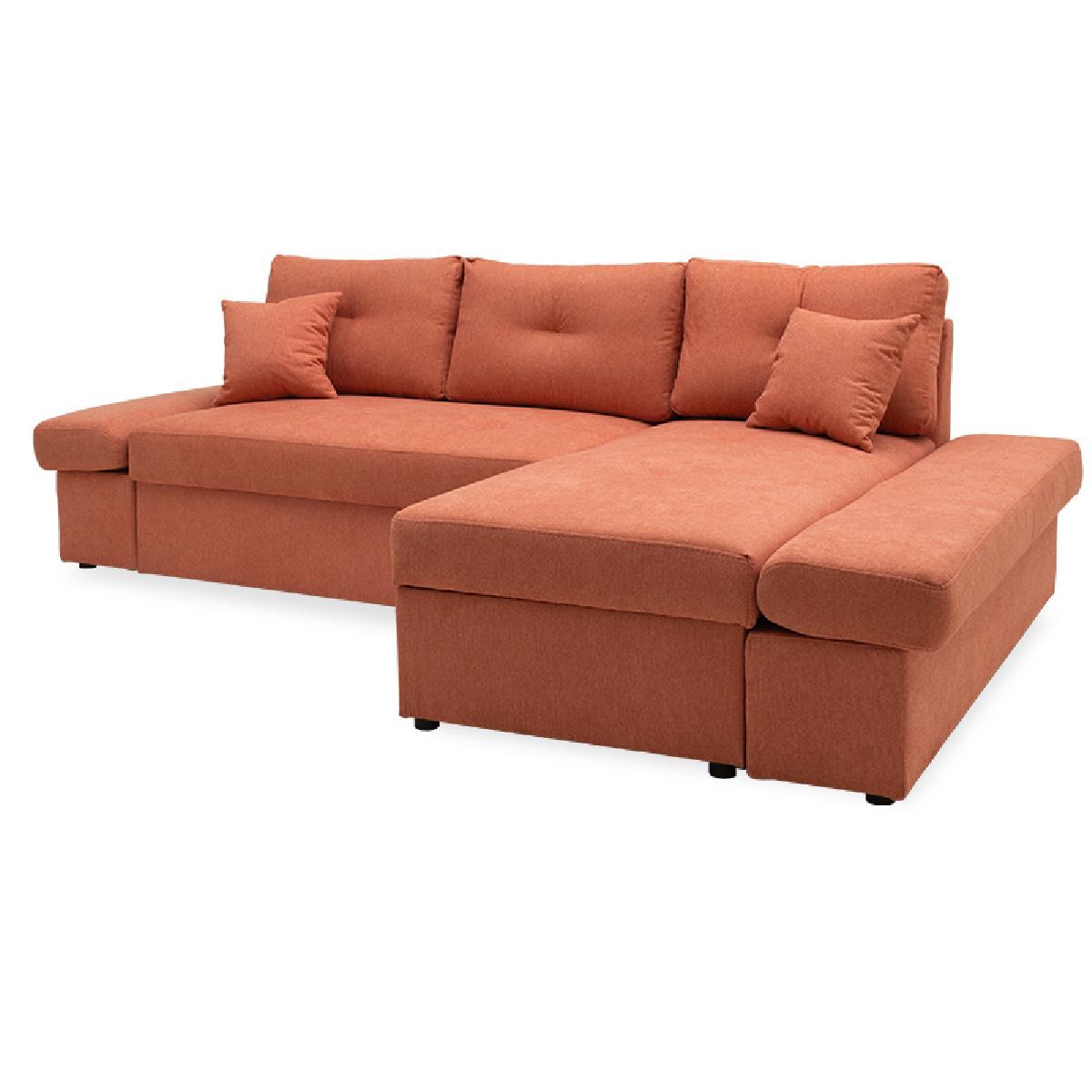 Γωνιακός καναπές-κρεβάτι αριστερή γωνία Bigger pakoworld κεραμιδί 270x166x86εκ