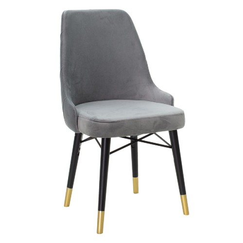 Καρέκλα Evadne pakoworld βελούδο γκρι πόδια μαύρο-χρυσό Καρέκλα Evadne pakoworld βελούδο γκρι πόδια μαύρο-χρυσό