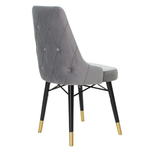 Καρέκλα Evadne pakoworld βελούδο γκρι πόδια μαύρο-χρυσό Καρέκλα Evadne pakoworld βελούδο γκρι πόδια μαύρο-χρυσό