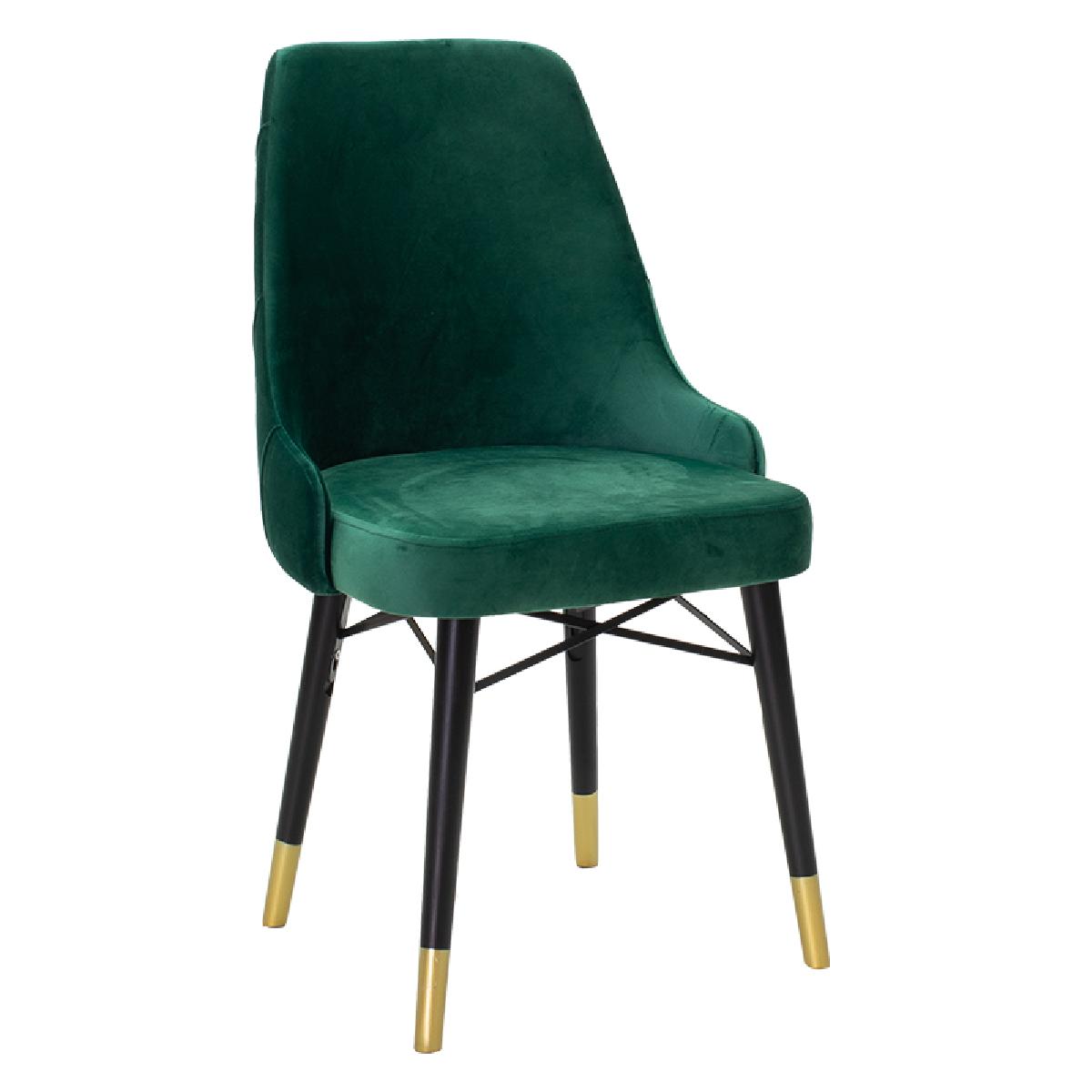 Καρέκλα Evadne pakoworld βελούδο πράσινο πόδια μαύρο-χρυσό