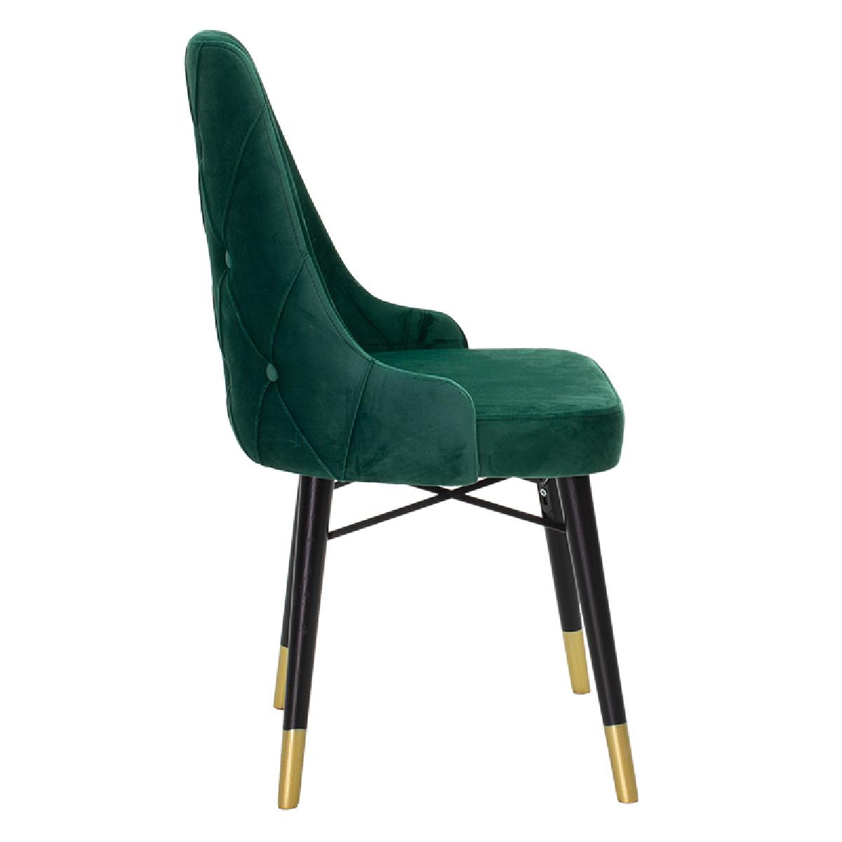 Καρέκλα Evadne pakoworld βελούδο πράσινο πόδια μαύρο-χρυσό