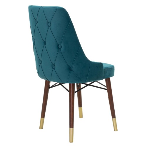 Καρέκλα Evadne pakoworld βελούδο πετρόλ πόδια καρυδί-χρυσό Καρέκλα Evadne pakoworld βελούδο πετρόλ πόδια καρυδί-χρυσό