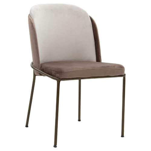Καρέκλα Ermina pakoworld βελούδο καφέ- εκρού πλάτη-μπρονζέ πόδι Καρέκλα Ermina pakoworld βελούδο καφέ- εκρού πλάτη-μπρονζέ πόδι