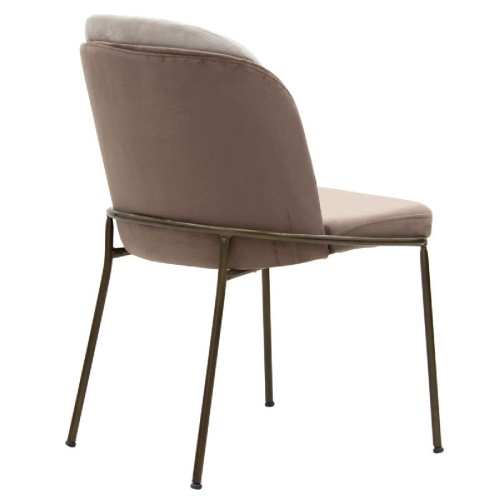 Καρέκλα Ermina pakoworld βελούδο καφέ- εκρού πλάτη-μπρονζέ πόδι Καρέκλα Ermina pakoworld βελούδο καφέ- εκρού πλάτη-μπρονζέ πόδι