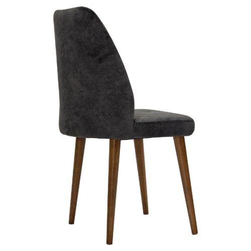 Καρέκλα Adeline pakoworld βελούδο ανθρακί antique-καρυδί πόδι Καρέκλα Adeline pakoworld βελούδο ανθρακί antique-καρυδί πόδι