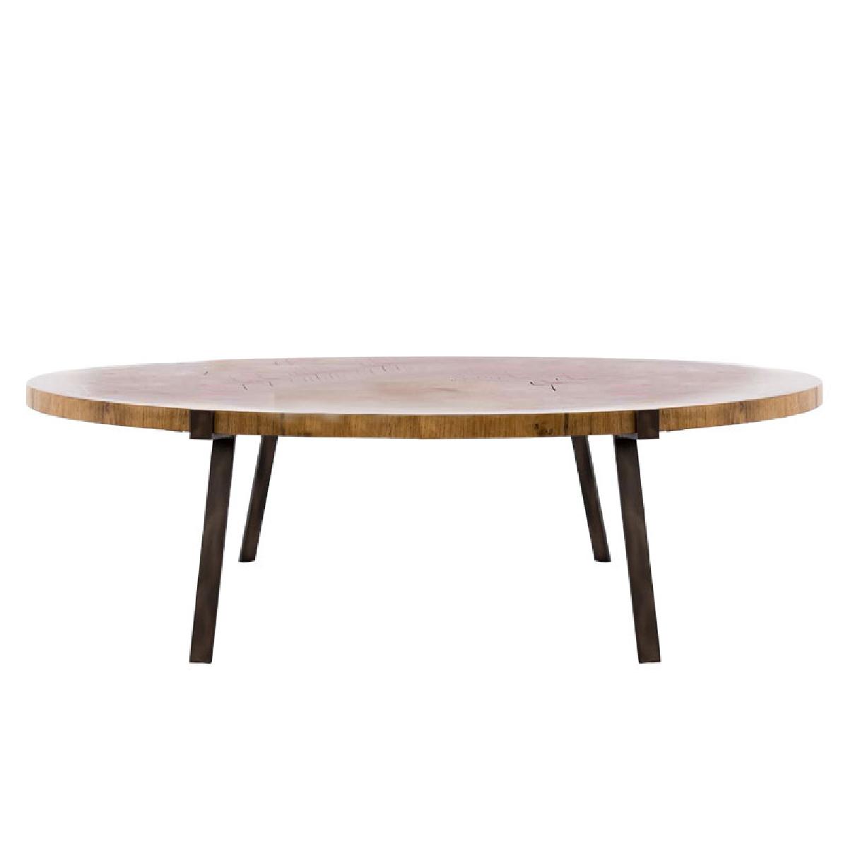 Τραπέζι σαλονιού Zenith pakoworld φυσικό ξύλο πεύκου 35mm καρυδί Φ80x45εκ