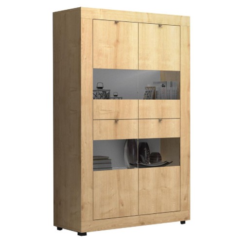 Βιτρίνα Ross pakoworld χρώμα sonoma 102x45x162εκ Βιτρίνα Ross pakoworld χρώμα sonoma 102x45x162εκ