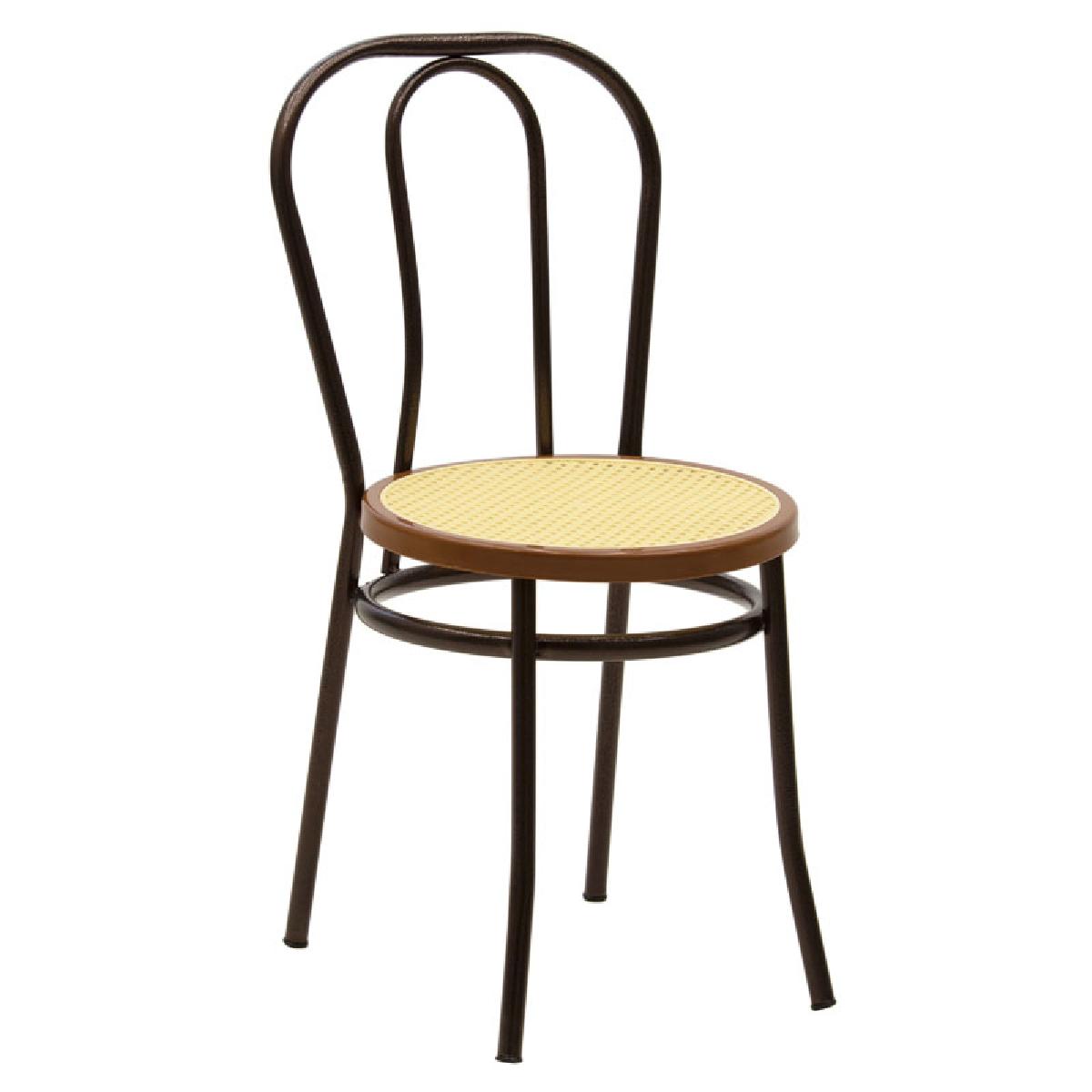 Καρέκλα Βιέννης pakoworld pe rattan μπεζ-μέταλλο καφέ σφυρήλατο