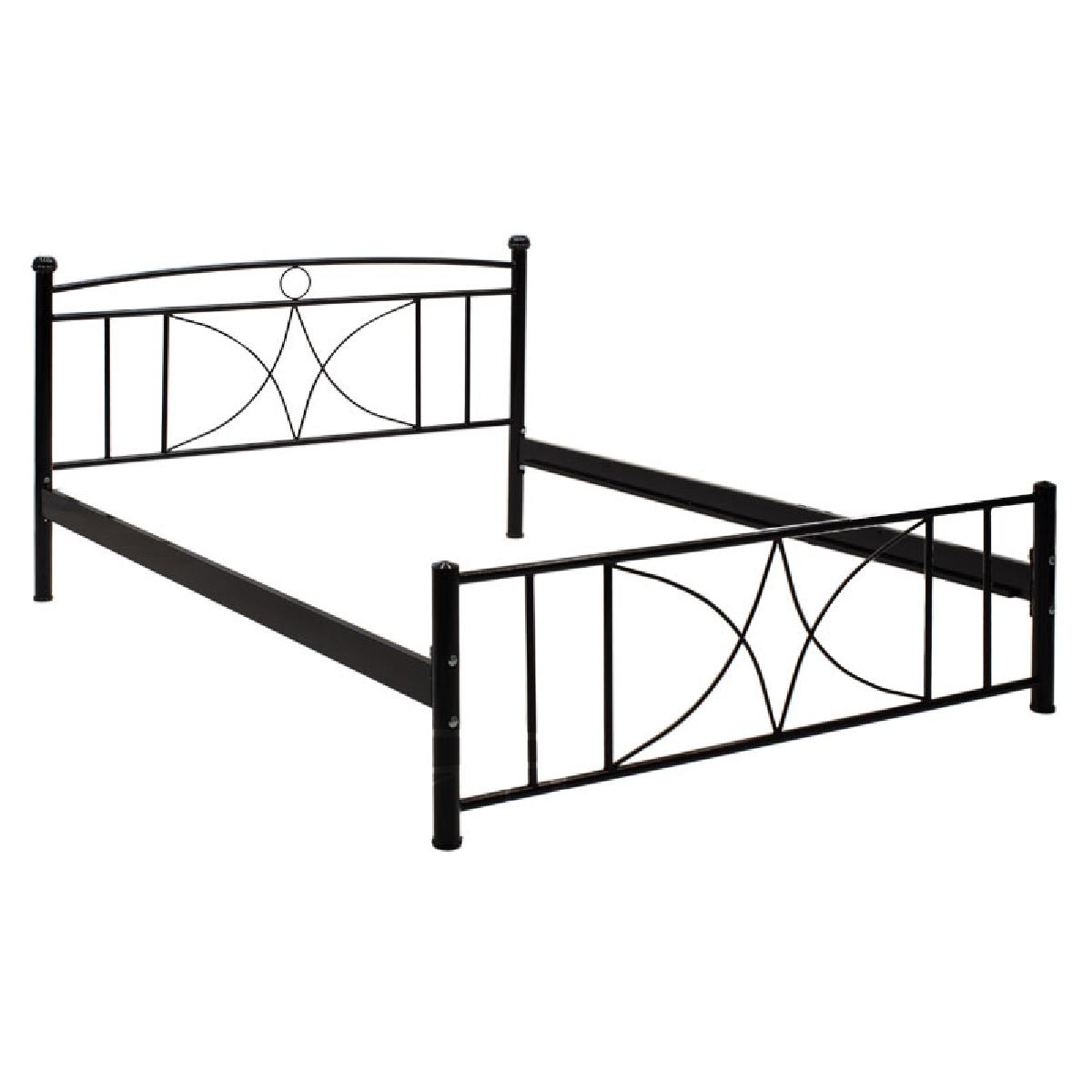Κρεβάτι διπλό PWF-0651 pakoworld μεταλλικό χρώμα μαύρο gloss 150x200εκ