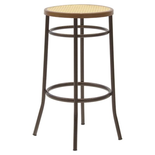 Σκαμπό μπαρ Βιέννης pakoworld pe rattan εκρού-μέταλλο καφέ σφυρήλατο Φ40x77εκ. Σκαμπό μπαρ Βιέννης pakoworld pe rattan εκρού-μέταλλο καφέ σφυρήλατο Φ40x77εκ.