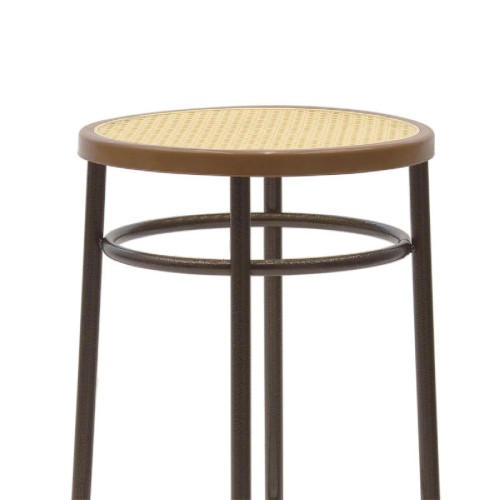Σκαμπό μπαρ Βιέννης pakoworld pe rattan εκρού-μέταλλο καφέ σφυρήλατο Φ40x77εκ. Σκαμπό μπαρ Βιέννης pakoworld pe rattan εκρού-μέταλλο καφέ σφυρήλατο Φ40x77εκ.